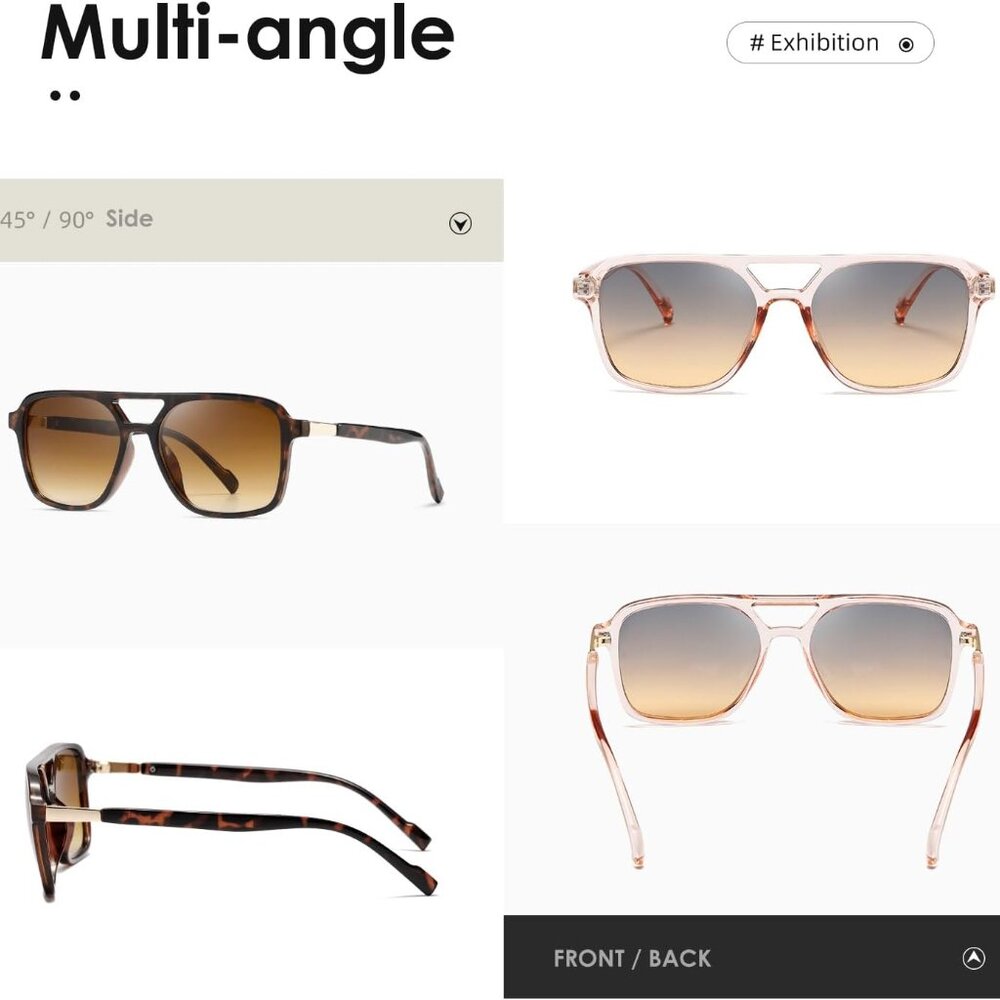 Sunglasses Womens Men Trendy Retro Sun Glasses Rectangle Frame Shades K1649 - Picture 4 of 6
